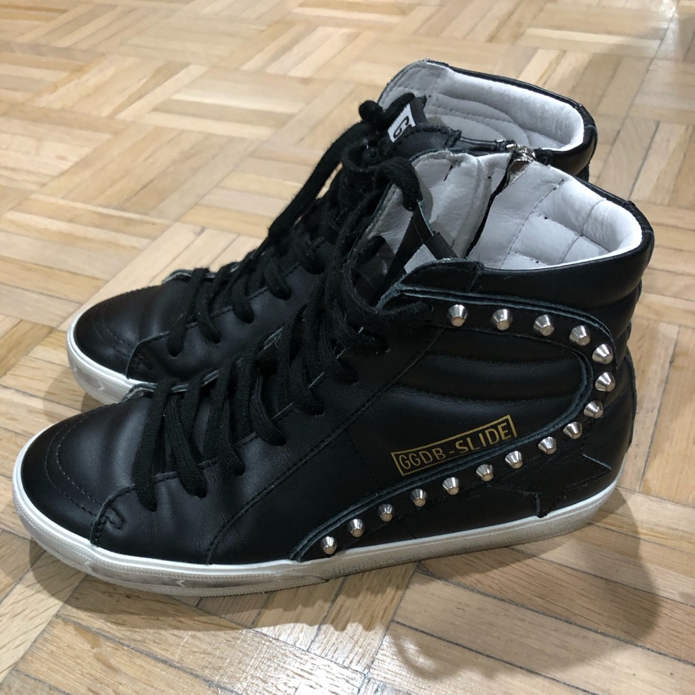 Golden Goose Slide Mid-Top Leather Stud Sneakers size 36 EU 6
